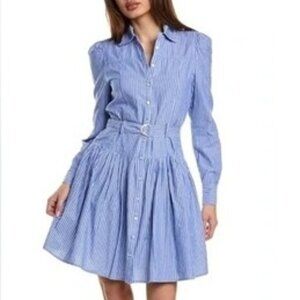Nanette Lepore blue & white belted, striped dress. Size 14. Brand new!